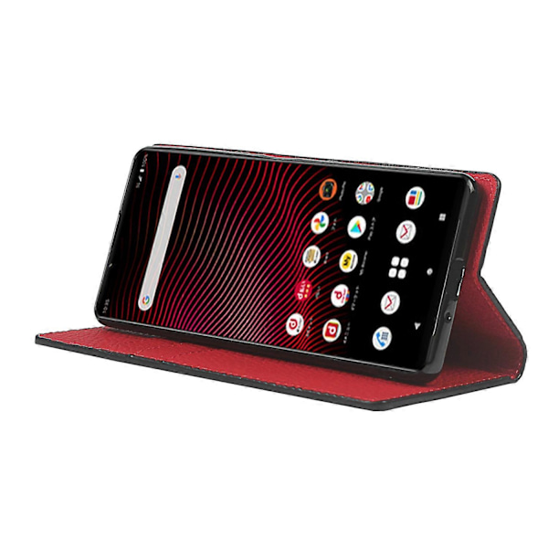 Litchi Tekstur Ægte Læder Stand Case Wallet Telefon Cover til Sony Xperia 1 III 5G