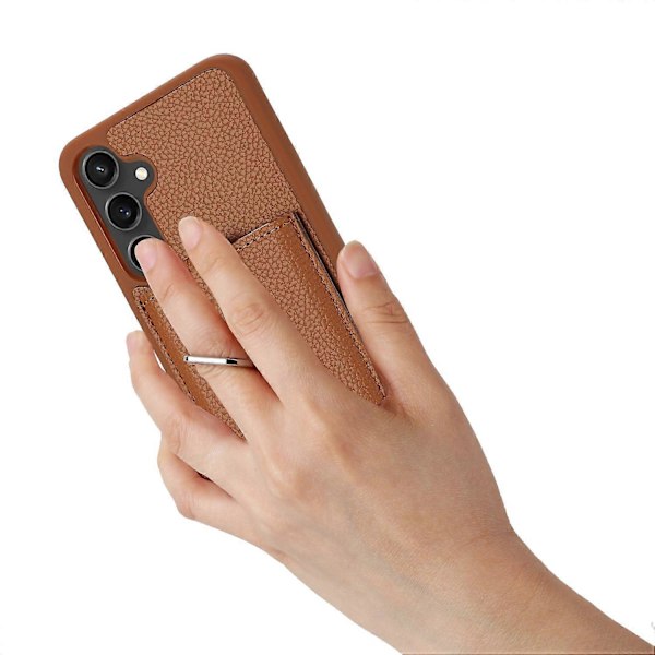 Samsung Galaxy A55 5G -kotelo, korttipaikat, nahkainen takakansi ja rengaspidike Multicolor Style B