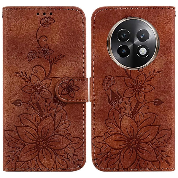 Skal för Realme 13+ 5G Lily Flower Präglat Läder Telefonskal med Ställ Multicolor Style E