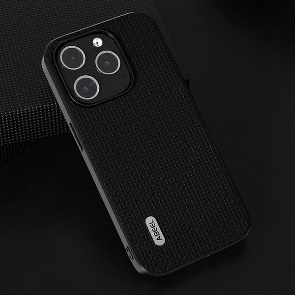 Skyddsskal för iPhone 13 Pro Max, läderbelagd PC+TPU, lyxigt texturerat mobilskal