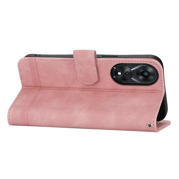 DIERFENG DF-03 for Oppo A78 5G Lær Telefonveske Linjer Avtrykk Deksel med Stativ Lommebok Multicolor Style B
