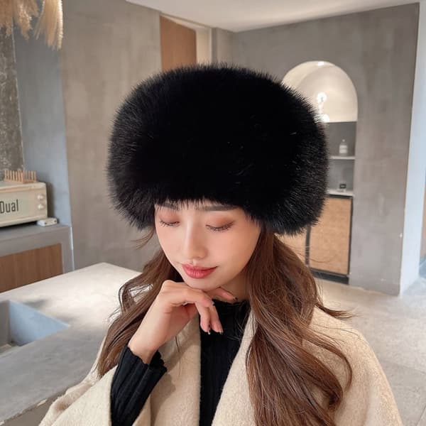 Falsk pels hat Russisk hat SORT black