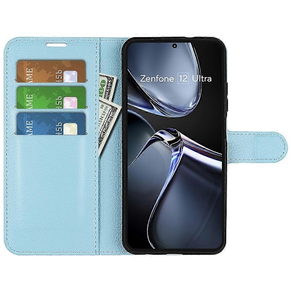 Til Asus Zenfone 12 Ultra 5G Etui Litchi Tekstur Stødsikkert Læder Wallet Telefon Cover Multicolor Blue