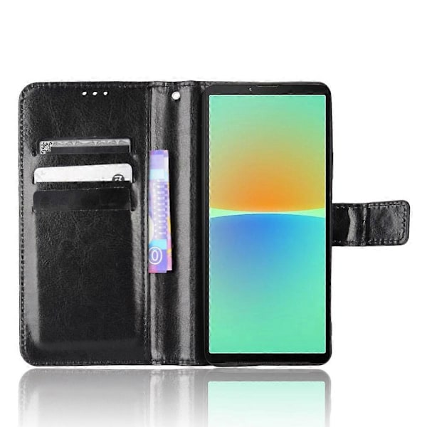 Sony Xperia 10 V Täysi Suoja PU Nahkainen Puhelinkotelo Jalustalla ja Lompakkokannella