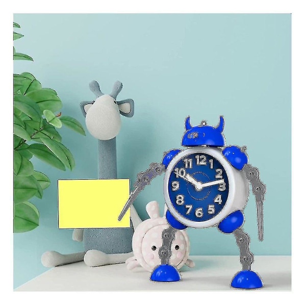 Barnväckarklocka Pojkar Flickor Robotväckarklocka Analog Barnväckarklocka Ingen tickande Tyst väckarklocka blue