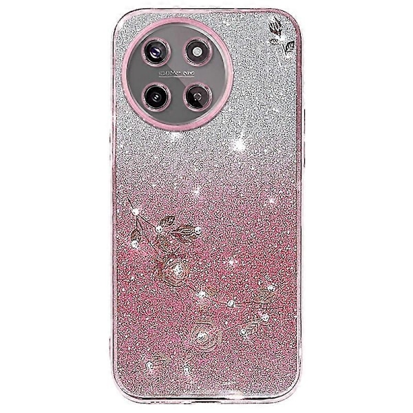 KADEM Skal för Realme 11 4G Mobil Gradient Blomma Dekor TPU Baksida Multicolor Rose Gold