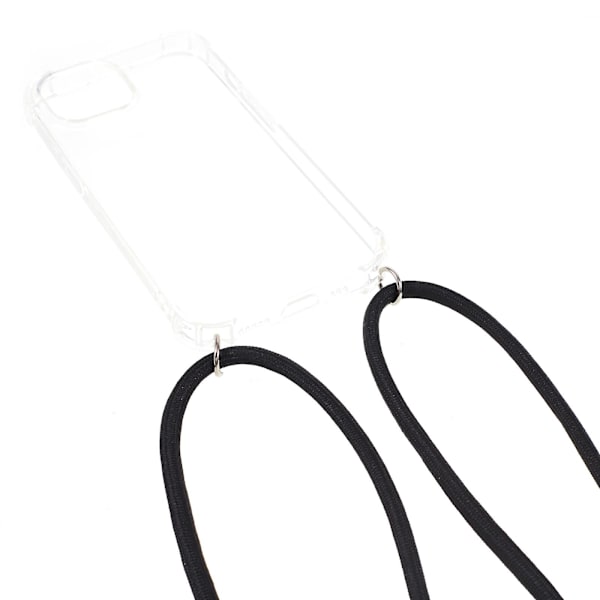 Tpu- cover för Iphone 15 Plus, fyra hörn Anti-dropp genomskinligt case med snöre