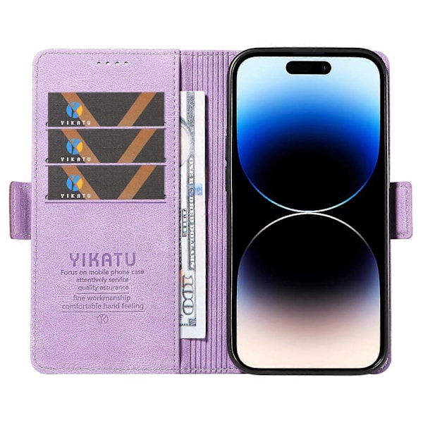 YIKATU YK-005 iPhone 14 Pro Folio Flip -suojakotelo PU-nahkaa, pehmeäpintainen jalustallinen lompakkokotelo Multicolor Style B