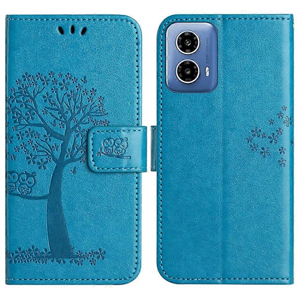 Til Motorola Moto G35 5G Etui PU Læder Ugle Træ Præget Tegnebog Telefon Cover Multicolor Style E