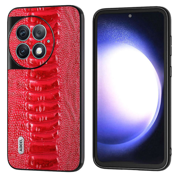 Abeel For Oneplus Ace 2 Pro 5g Stötsäkert Crocodile Texture Cover äkta koläderbelagd Pc+tpu phone case Red