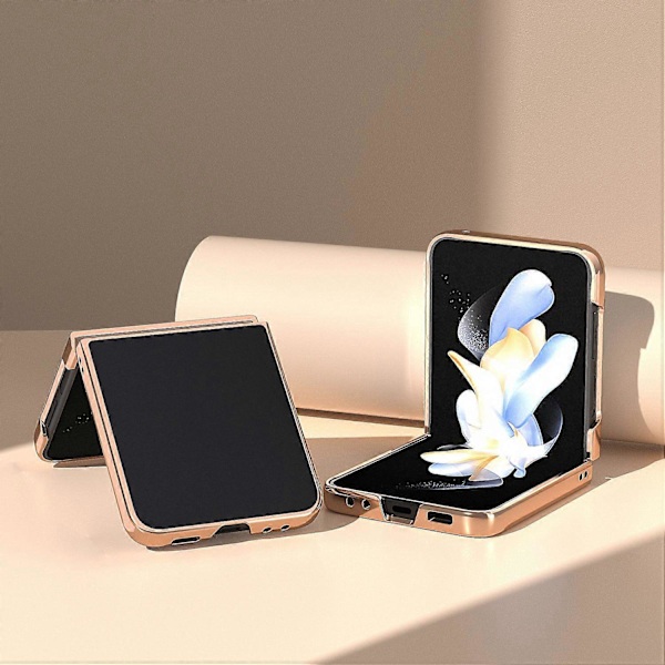 Til Samsung Galaxy Z Flip5 5G Silky Series Elektropletteret Telefon Cover Ægte Ko Læder+PC Cover Multicolor Style A