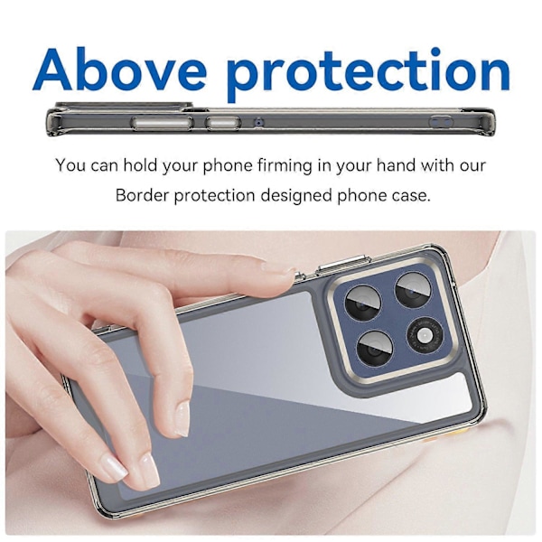 Til Motorola Edge 60 5G/ 60 Fusion 5G Etui TPU + Akryl Beskyttende Klar Telefon Cover Multicolor Transparent Grey
