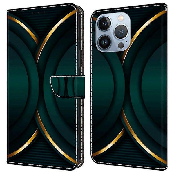Til iPhone 16 Pro Cover 3D Mønster PU Læder Wallet Telefon Cover med Støttefod Multicolor Style B