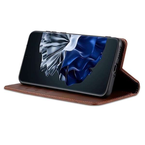 Azns för Huawei P60 / P60 Pro Pu läder phone case Plånboksställ anti-scratch smartphone cover Coffee