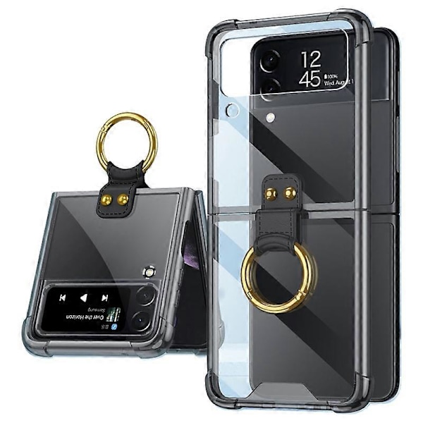 GKK För Samsung Galaxy Z Flip4 5G Finger Ring Design Airbag TPU Transparent Mobilskal Multicolor Style A