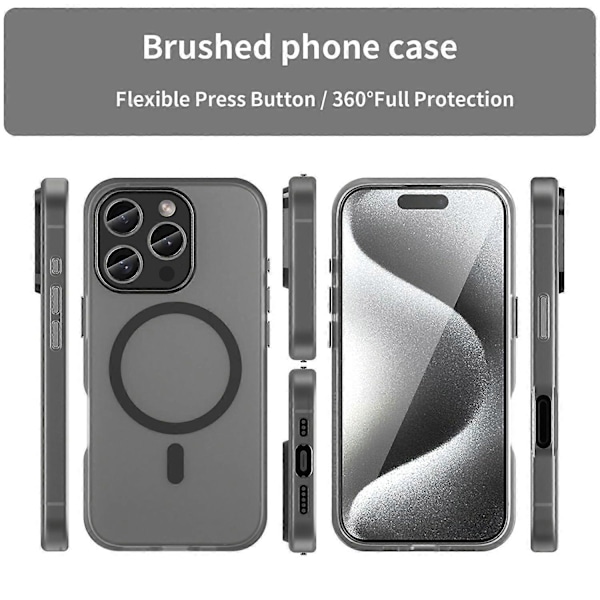 iPhone 16 Pro -kuori, yhteensopiva MagSafe-tekniikan kanssa, TPU+PC, ohut, matta, läpikuultava puhelinkuori - Vihreä Multicolor Black
