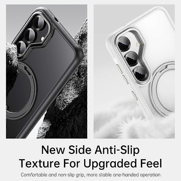 Samsung Galaxy S25 Magneettikotelo Pyörivällä Vaihteella Varustettu Jalusta PC + TPU Puhelimen Takakuori Multicolor Matte Black