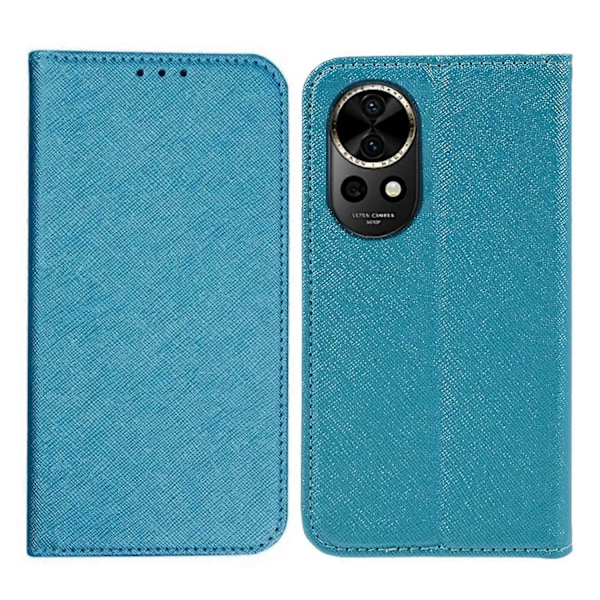 Mobilskal i PU-läder med korsstruktur och magnetisk stängning för Huawei nova 12 Pro 5G/nova 12 Ultra 5G Multicolor Sky Blue