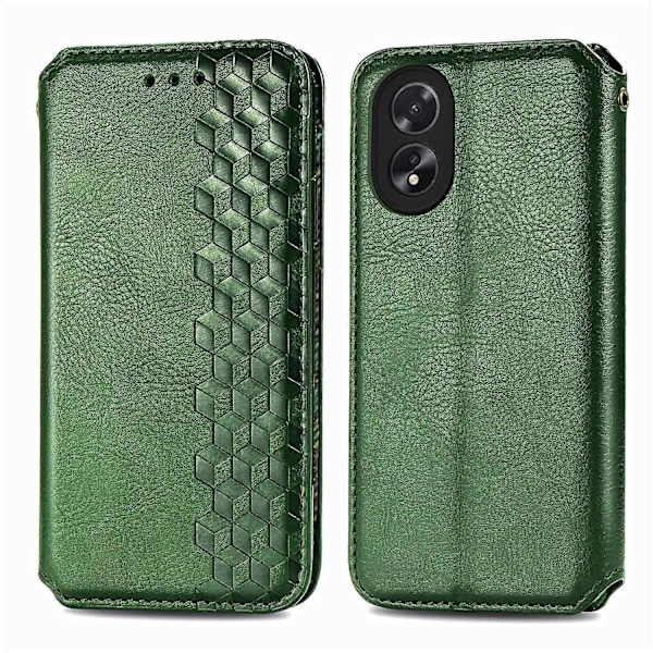 Oppo A38 4G/A18 4G Magneettikotelo, kohokuvioitu vinoneliökuvio, lompakkopuhelimen suojus Multicolor Style C