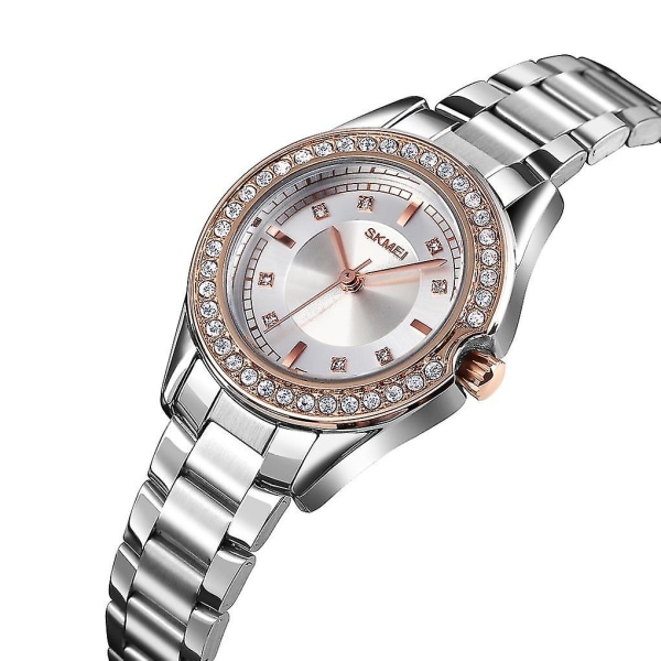 Skmei 1534 Diamond Waterproof Quartz Watch For Women I Utsökt Silver Rose Gold Design