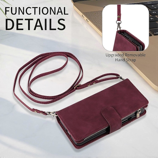 Til Samsung Galaxy Z Fold6 5G Etui Lynlåslomme Læder Telefon Cover med Skulderrem Multicolor Style H