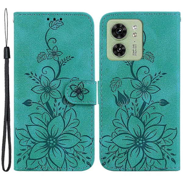 Til Motorola Edge 40 5G Præget Lily Blomst Telefon Cover PU Læder Cover med Stativpung Multicolor Style C