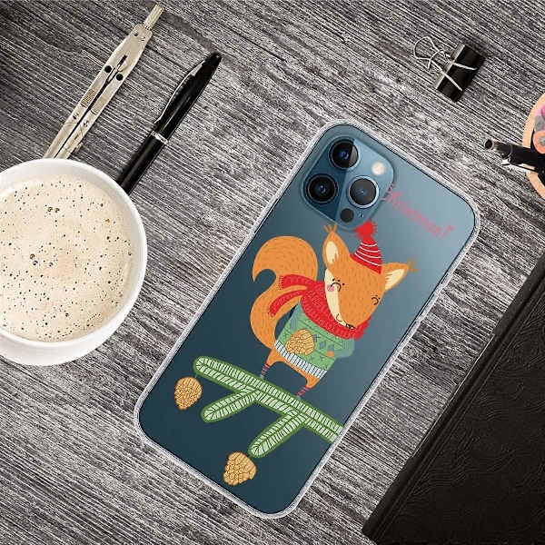 iPhone 16 Pro -kuori, jouluaiheinen painatus, pehmeä TPU-puhelinkuori- Multicolor Squirrel