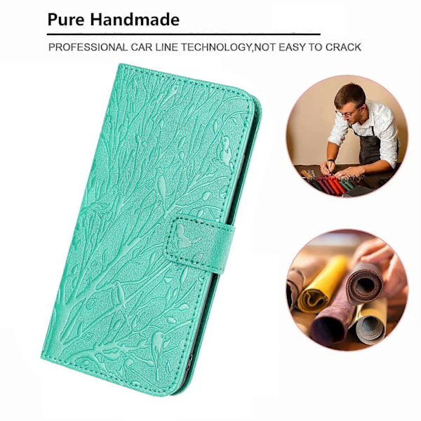 Til Samsung Galaxy A32 4G (EU Version) Etui Træ Fugl Prægning Læder Wallet Stand Cover Multicolor Style B