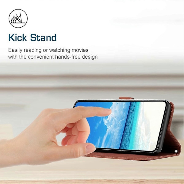 Til Motorola Moto G05 4G Etui Visningsstativ PU Læder Telefon Cover Præget Mønster Multicolor Brown