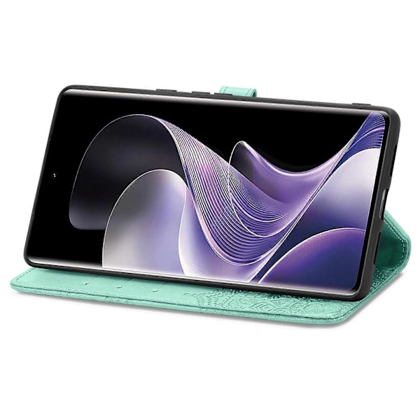 Til vivo V40 5G Etui Mandala Præget Design Læder Wallet Telefon Cover - Grå Multicolor Green