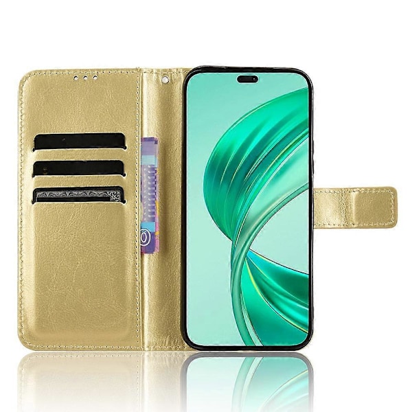 Honor X8c 4G -kotelo Crazy Horse -kuvioitu PU-nahkainen puhelinlompakkokotelo Multicolor Gold