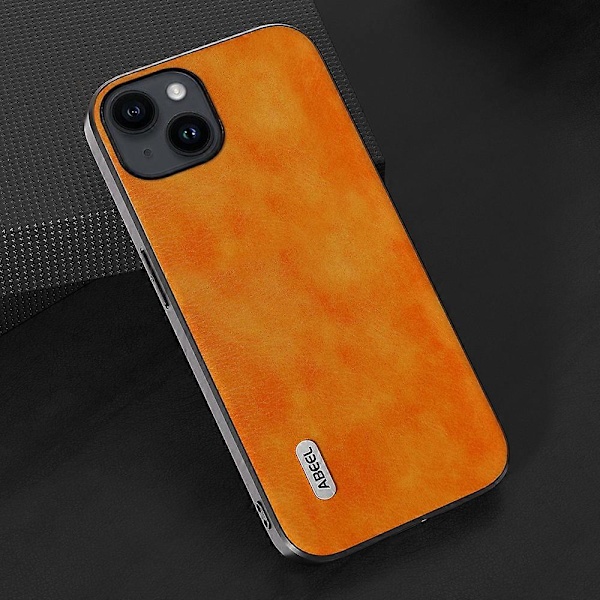 Stöttåligt skal för iPhone 14 Plus Läderbelagt TPU+PC Skyddande Mobilskal Multicolor Style D