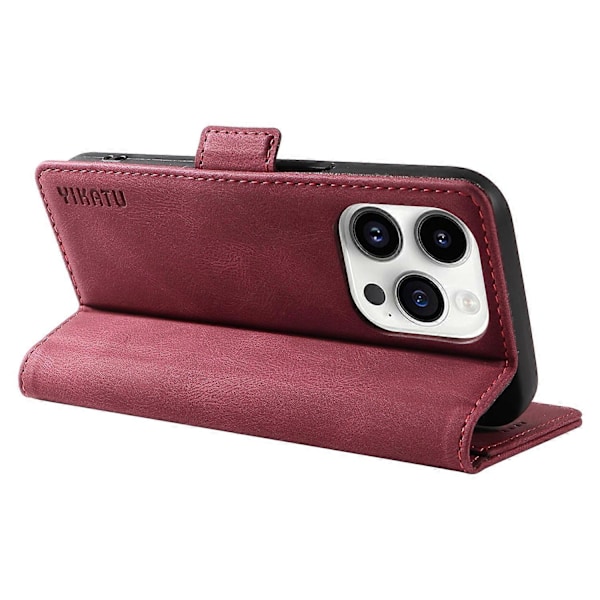 YIKATU YK-005 PU Läder Telefonfodral för iPhone 15 Pro Max, Hudvänligt Stötsäkert Plånboksfodral med Ställ Multicolor Style F