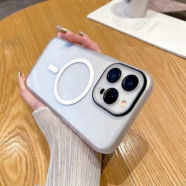 For iPhone 15 Pro Max Klar Bakside Deksel TPU+PC Telefondeksel Kompatibelt med MagSafe Multicolor Style A