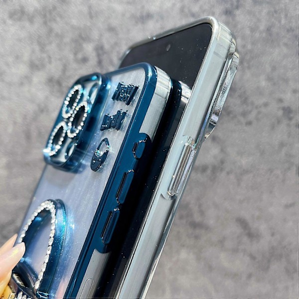 iPhone 16 Pro -kotelo peilijalustalla TPU+PC kiiltävä suojakuori - Musta Multicolor Purple