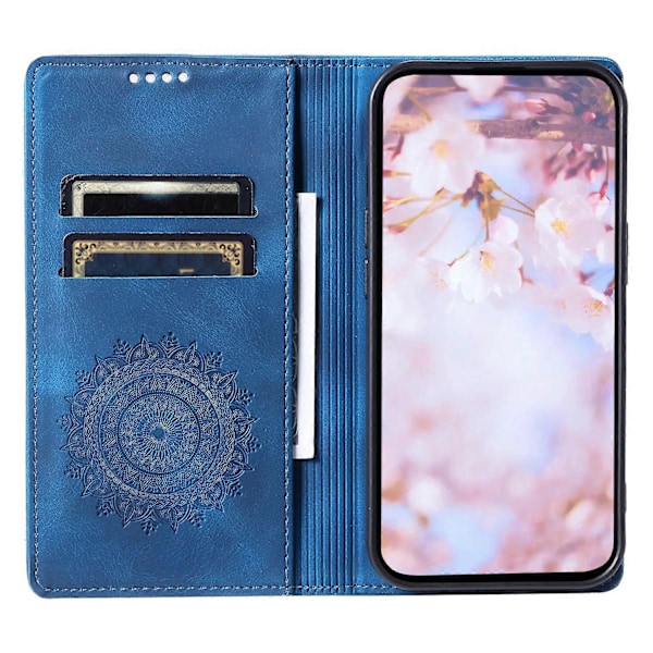 PU-læder etui med magnetisk, ridsefast stativ til Motorola Moto G53 5G - Grå Multicolor Blue