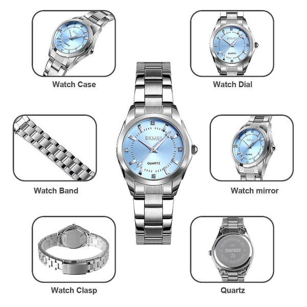 Skmei 1620 Delikat Rhinestone Kreativt Casual Vandtæt Quartz Dameur Stållænkeur Gold
