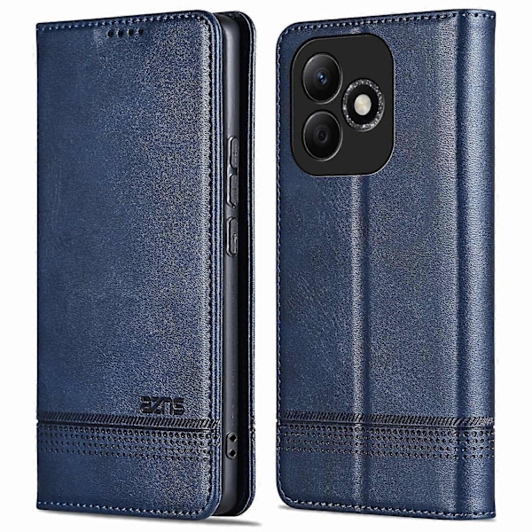 AZNS Honor X60i 5G -kotelo, lehmännahkajäljitelmä PU-nahkainen lompakkokotelo - Kahvi Multicolor Blue