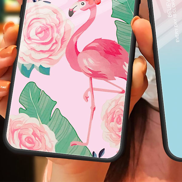 För Iphone 15 Plus Printed case härdat glas+pc+tpu Hybrid cover Bird