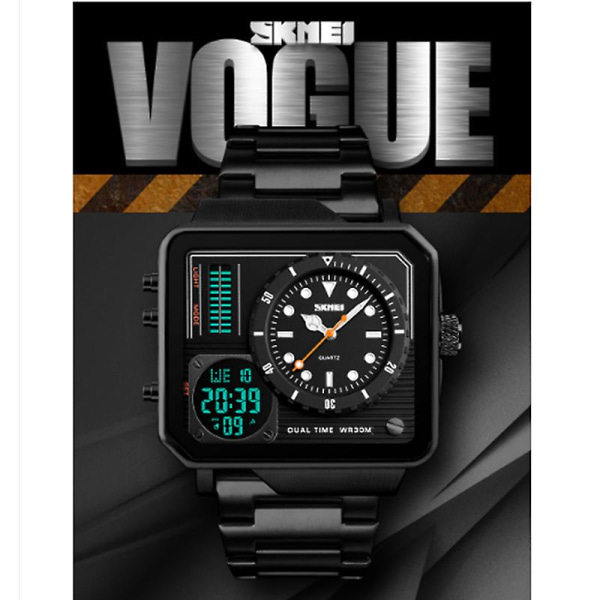 Skmei Men Dual Display Watch Stoppur Alarm Digital Watch - Guld Black