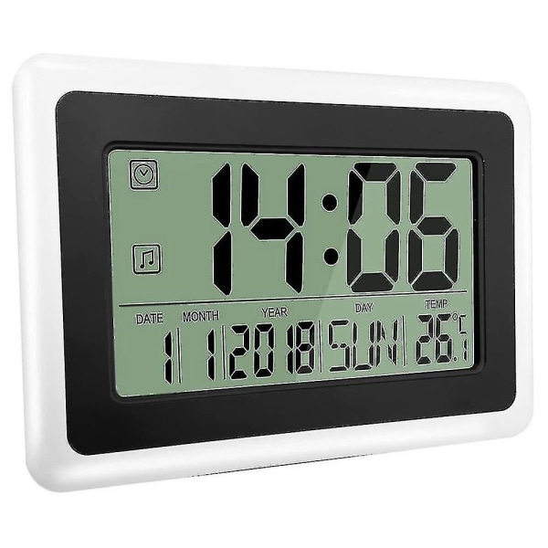 Digitaalinen kello kalenterilla ja lämpötilalla, LCD-näyttö erikoisnumeroilla, helppo lukea ja asettaa