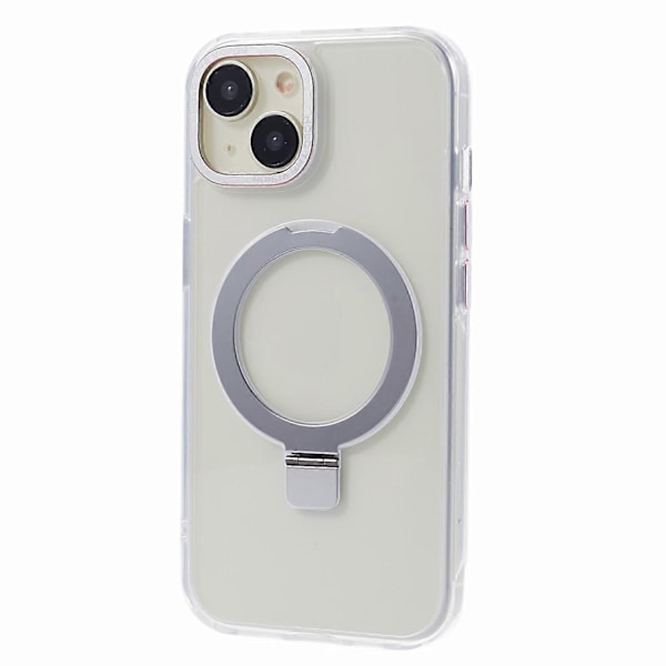 Läpinäkyvä TPU+PC suojakuori iPhone 15 Plus -puhelimelle, näkymätön jalusta ja magneettinen puhelinkuori Multicolor Style D
