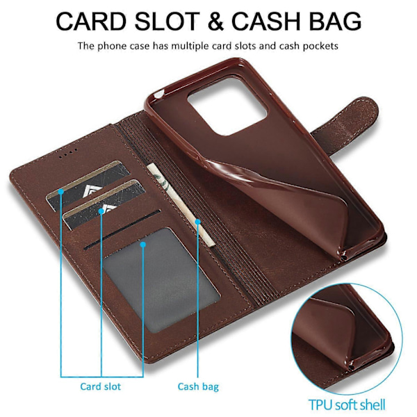LC.IMEEKE Plånboksfodral med Ställ i Kalvtexturerat Läder för Xiaomi Redmi Note 13 Pro 5G/Poco X6 5G Multicolor Brown