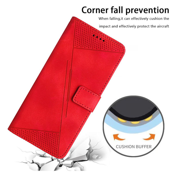 Triangelpräglat cover för Iphone 12 Pro Max 6,7" Läderplånboksställ Phone case med rem Red