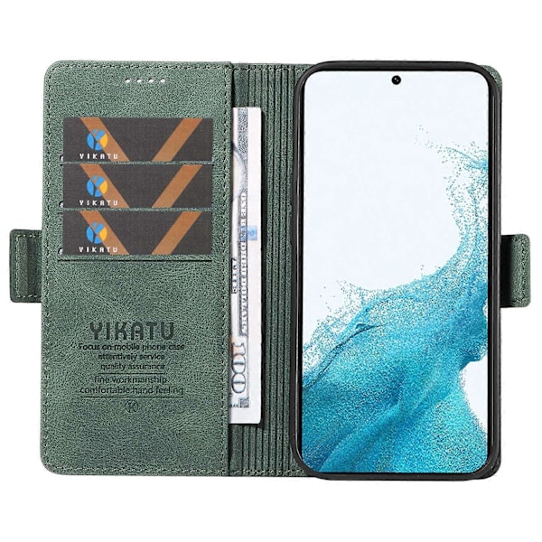 YIKATU YK-005 För Samsung Galaxy S21 FE 5G Ställ Plånboksfodral Hudvänligt Läder Telefonskal Multicolor Style D