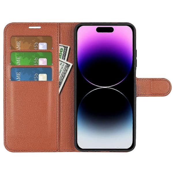 Stöttåligt plånboksfodral i PU-läder med stativ för iPhone 15 Pro Multicolor Style I