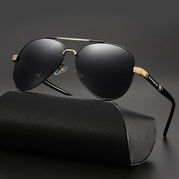 Polariserade solglasögon Herr Solglasögon Dam UV-skydd Klassiska Aviator Solglasögon Körglasö Red frame golden beam black and gray