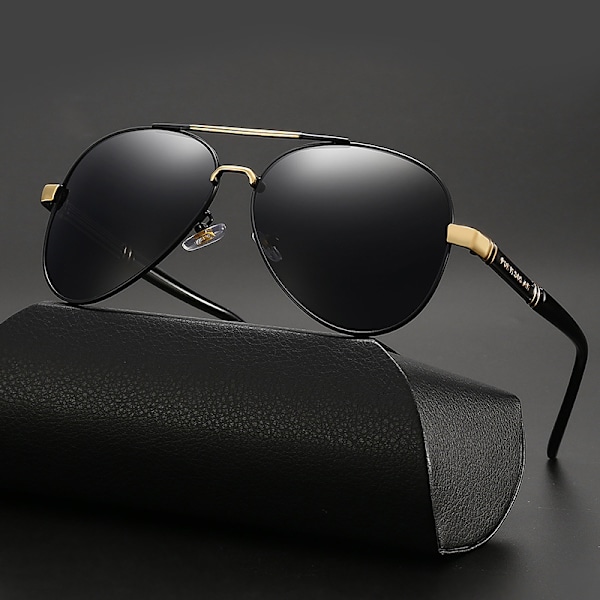 Polarisoidut aurinkolasit Miehet Aurinkolasit Naiset UV-suoja Klassiset Aviator-aurinkolasit Ajolasit Black frame silver beam black Gray