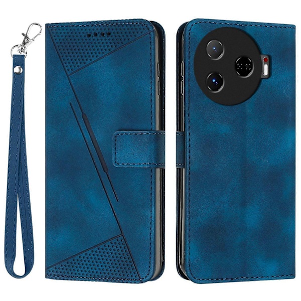 Til TECNO Camon 30 Pro 5G Mobiltelefon Etui Trekant Præget Læder Støtte Cover Multicolor Style A