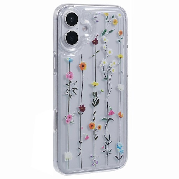 Skal för iPhone 16 Plus TPU Blommönster Luftkuddedesign Skyddande Skal Multicolor Style A